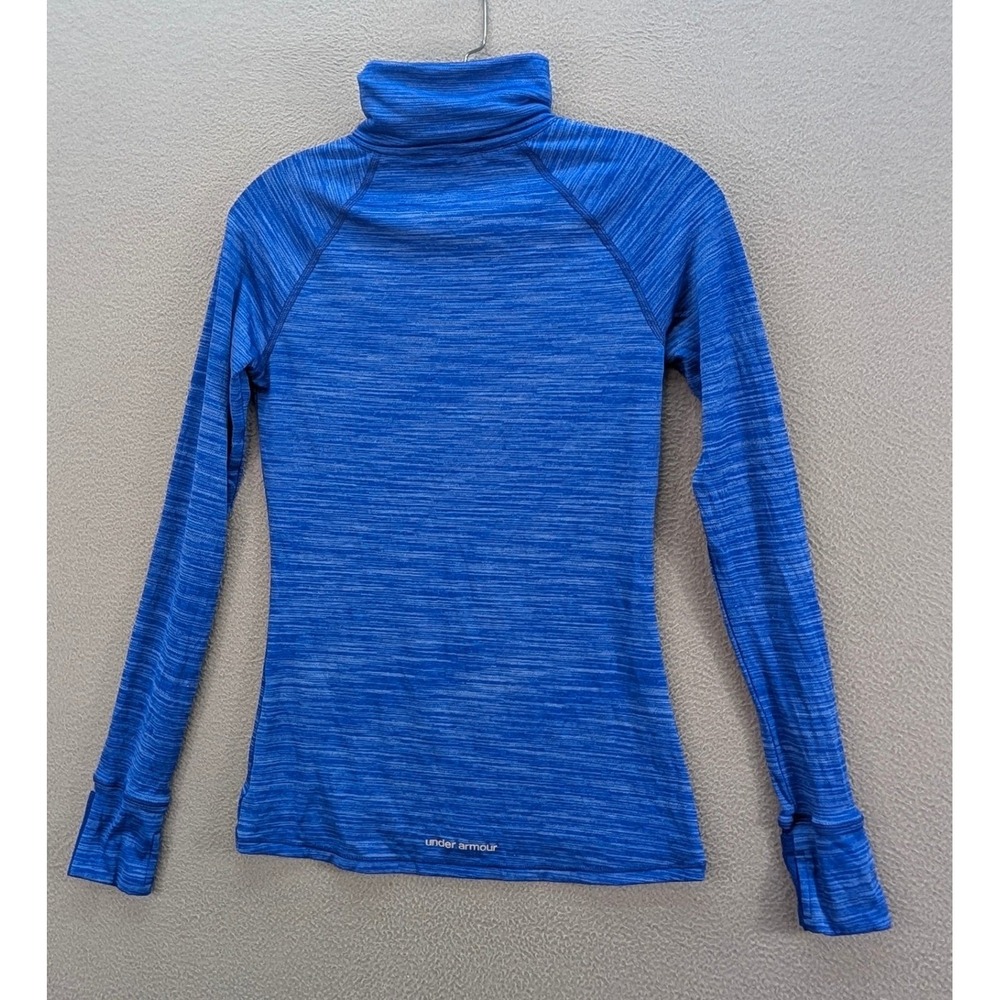 Under Armour AllSeasonGear Top Women's Size M Fitted Mock Neck Blue Long Sleeve - Picture 5 of 9